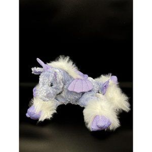 Atico Unicorn 14" Purple Blue Stuffed Plush Sparkly Glitter Wings Shimmer Floppy